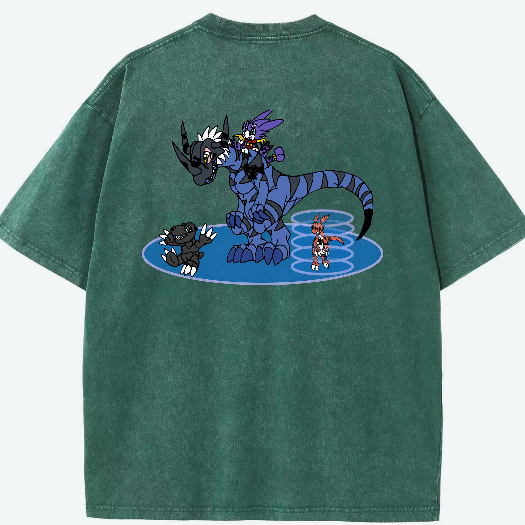 （画像用） Digimon デジタルモンスター/デジモン 綿100% ヴィンテージ風 半袖Tシャツ（背面プリント）